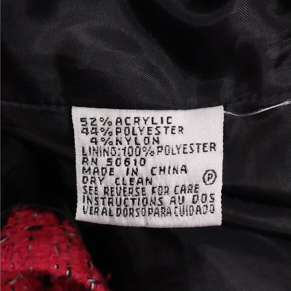 LE SUIT! TWEEDY RED, BLACK, WHITE PLAID RUFFLED SKIRT 2 PC SUIT SET! SZ 14P - Picture 11 of 12